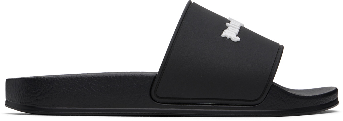 Palm Angels Black Classic Logo Pool Slides
