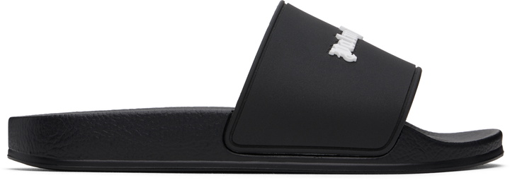 Photo: Palm Angels Black Classic Logo Pool Slides