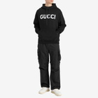 Gucci Men's Embroidered Logo Hoodie in Black