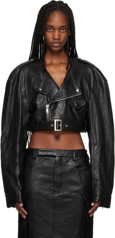Photo: Rick Owens Black Temple Micro Leather Biker Jacket