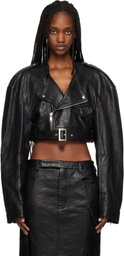 Rick Owens Black Temple Micro Leather Biker Jacket