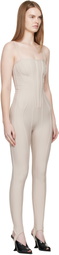 Mugler Beige Boned Stretch Catsuit