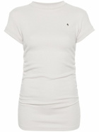 Elena Velez Beige Cap Sleeves Gathered T-Shirt
