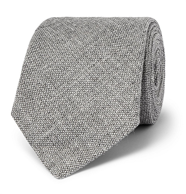 Photo: Kingsman - Drake's 8cm Mélange Linen and Silk-Blend Tie - Gray