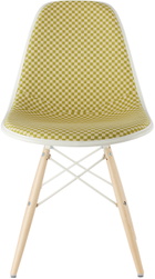 HERMAN MILLER Green Fully Upholstered Eames Molded Plastic Side Chair