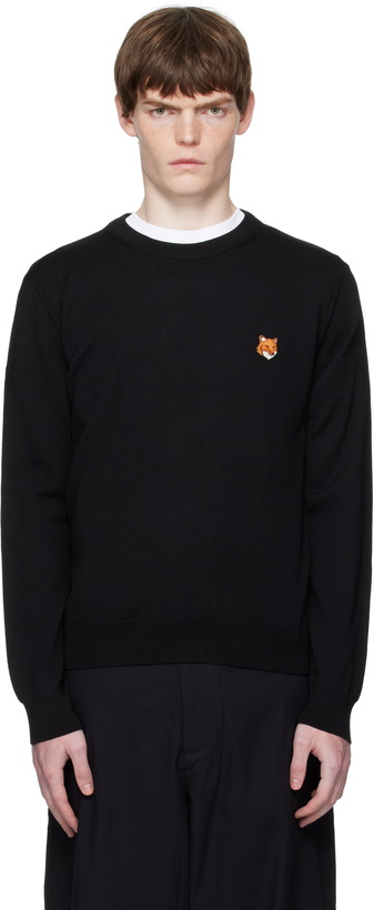 Photo: Maison Kitsuné Black Bold Fox Head Patch Regular Sweater