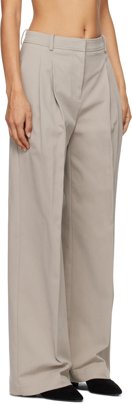 BOSS Gray Cotton Twill Trousers