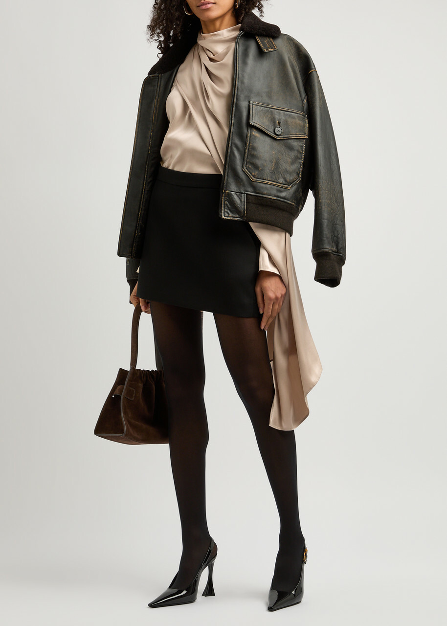 Magda Butrym Cape-effect Silk Blouse Beige
