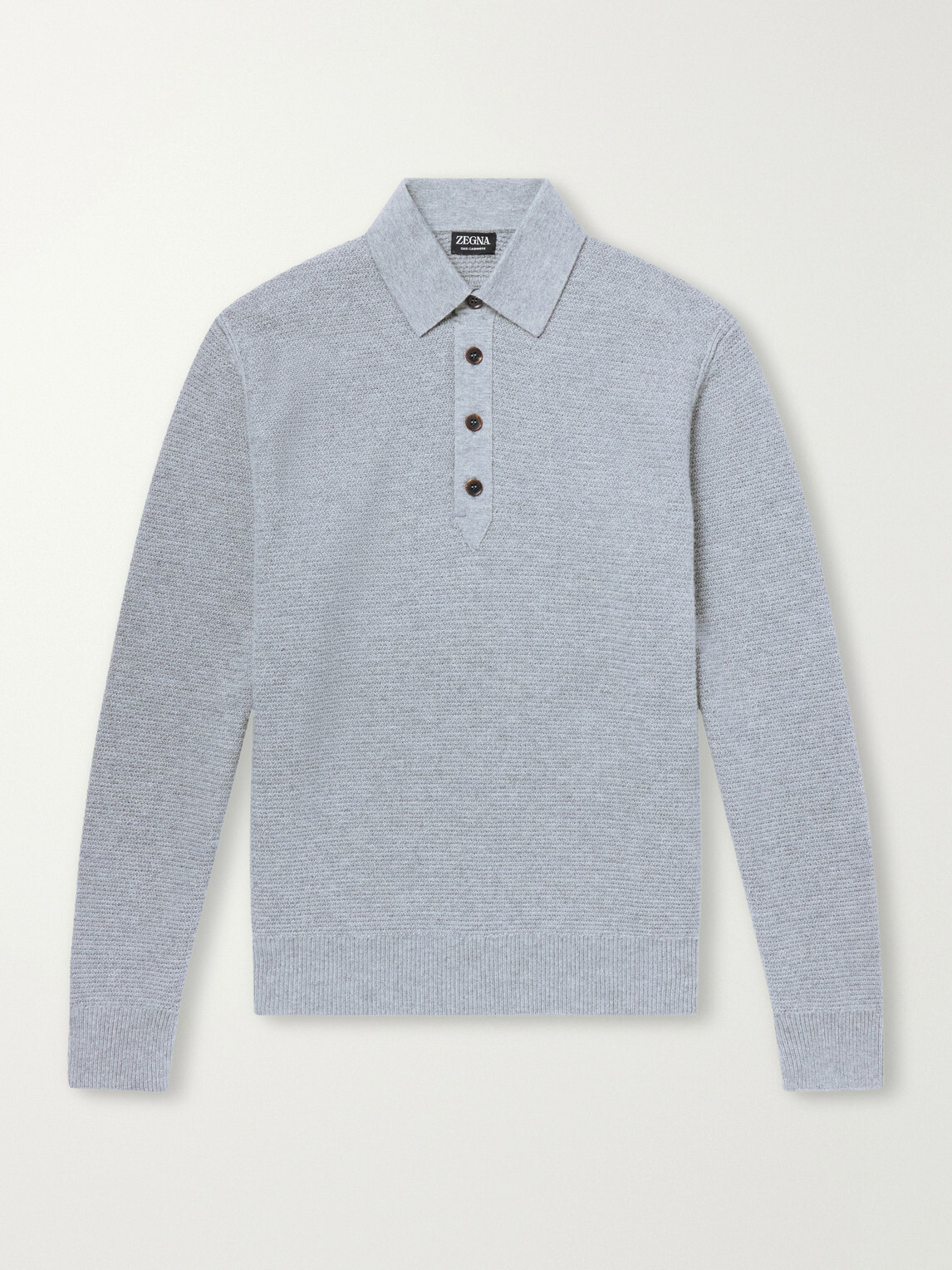 Zegna - Oasi Cashmere-Piqué Polo Shirt - Gray