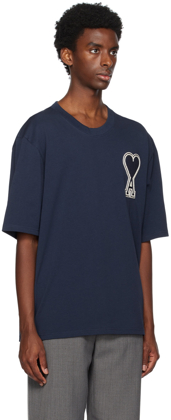 [Ami]★大人気★de Coeur T-Shirt Navy★関税無 Ami de Coeur Blue T-shirt - AMI Paris - Unisex | WE IN STYLE