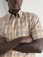 Burberry - Checked Cotton-Poplin Shirt - Neutrals