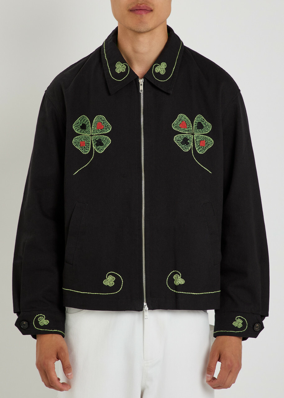 Bode Lucky Draw Embroidered Twill Jacket Black