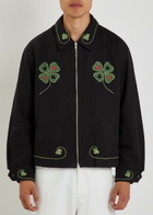 Bode Lucky Draw Embroidered Twill Jacket Black