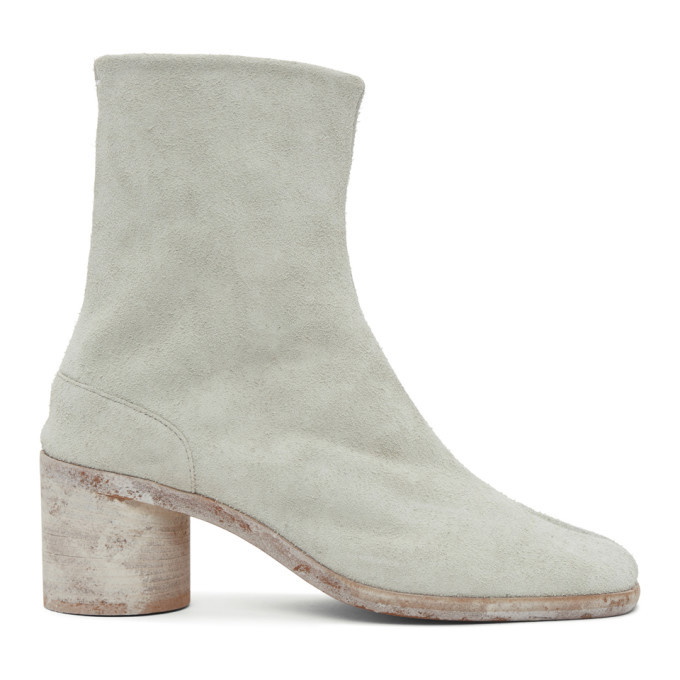 Photo: Maison Margiela Off-White Hairy Suede Tabi Boots