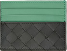 Bottega Veneta Black & Green Intrecciato Card Holder