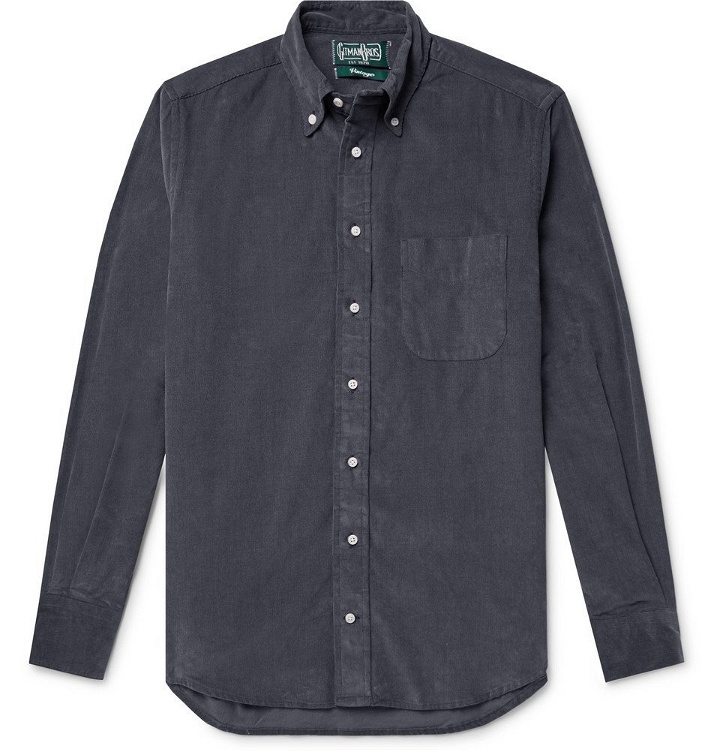 Photo: Gitman Vintage - Slim-Fit Button-Down Collar Cotton-Corduroy Shirt - Men - Dark gray