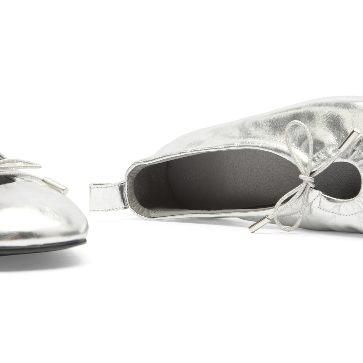 ALOHAS Women's Rosalind Leather Ballet Flats in Shimmer Silver
