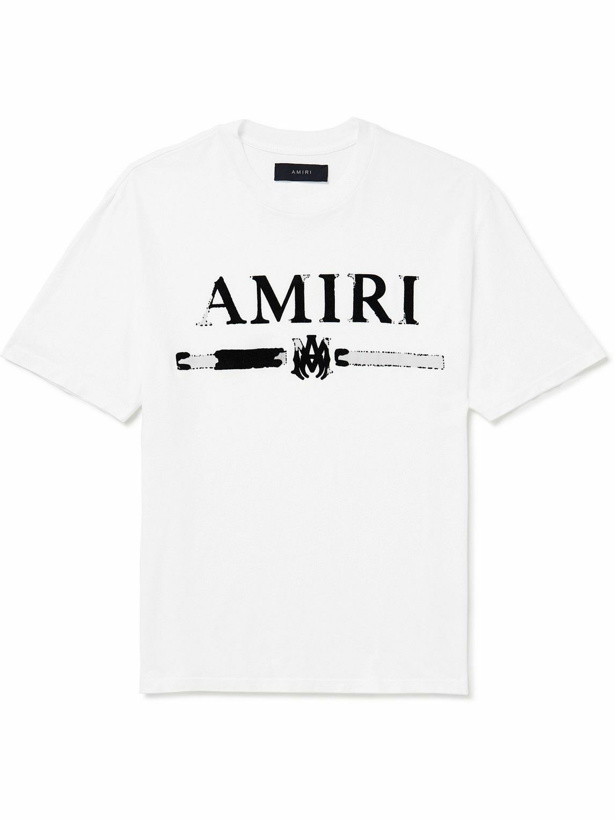 Photo: AMIRI - Logo-Flocked Cotton-Jersey T-Shirt - White
