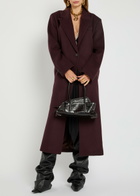The Attico Belted Wool-blend Coat Burgundy