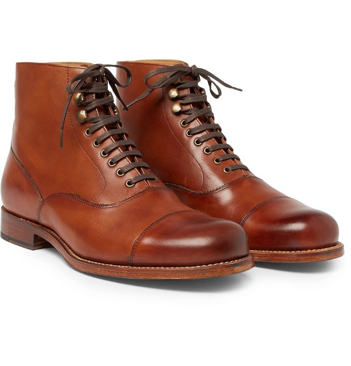 Photo: Grenson - Leander Cap-Toe Burnished-Leather Boots - Men - Tan