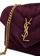 Saint Laurent Loulou Small Quilted Suede Shoulder bag - Burgundy - One Size