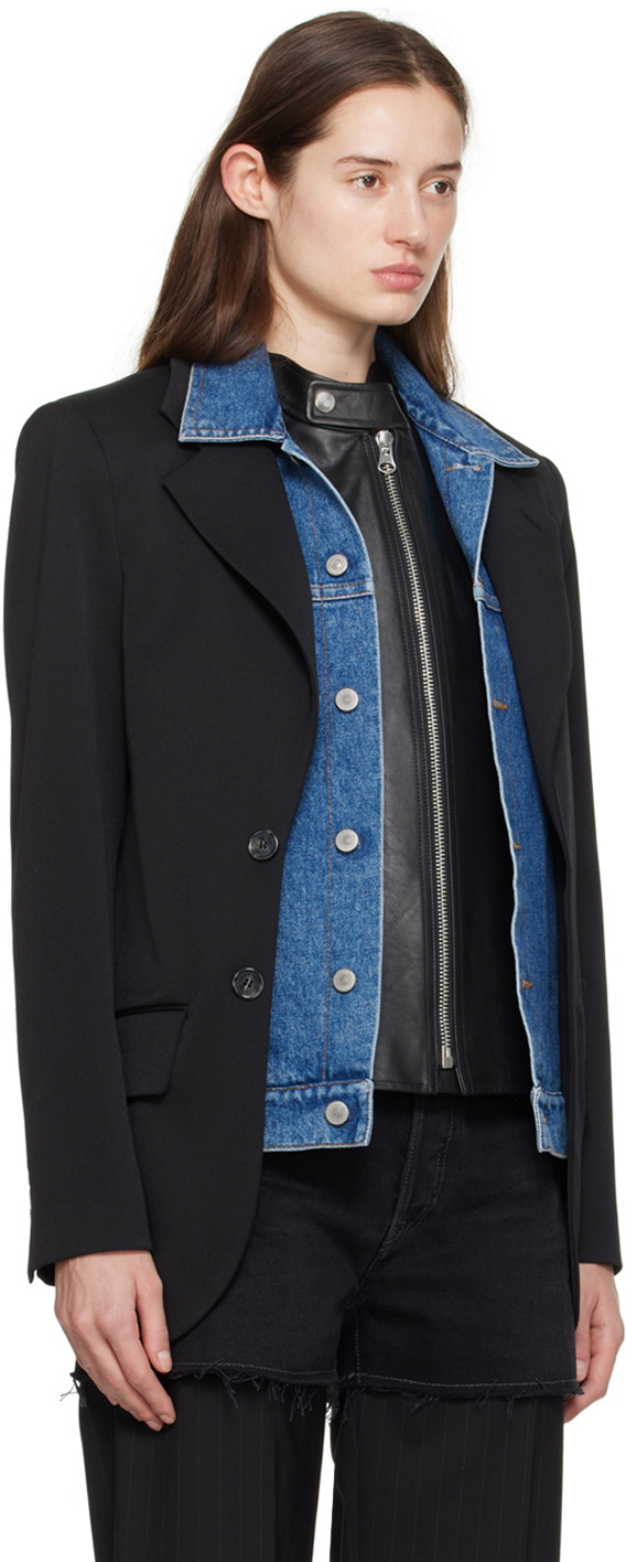 MAISON MARGIELA★素敵！Layered silk-ette blazer Maison Martin Margiela Black Tuxedo Suit Jacket Blazer with