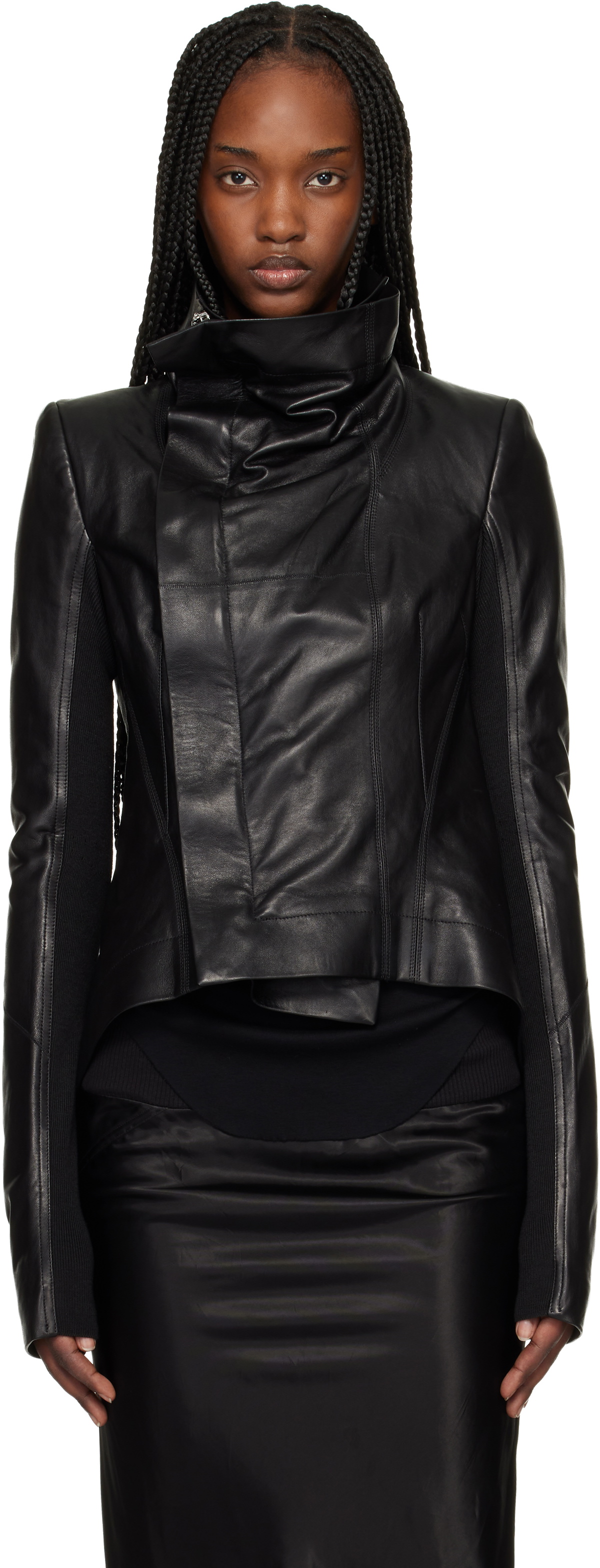 Rick Owens Black Temple Naska Leather Jacket