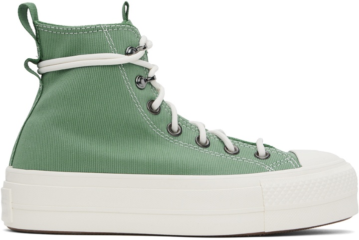 Photo: Converse Green Chuck Taylor All Star Lift Platform Utility Sneakers
