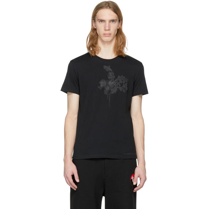 Photo: Alexander McQueen Black Embroidered Skull T-Shirt
