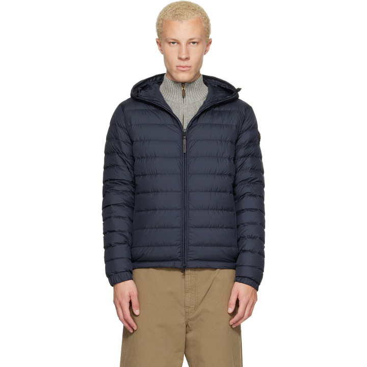 Photo: Moncler Navy Solienn Hooded Short Down Jacket