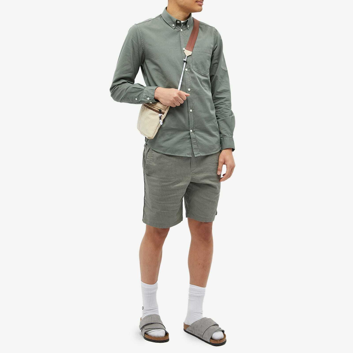 Norse Projects Men's Anton Light Twill Shirt in Dried Sage Green