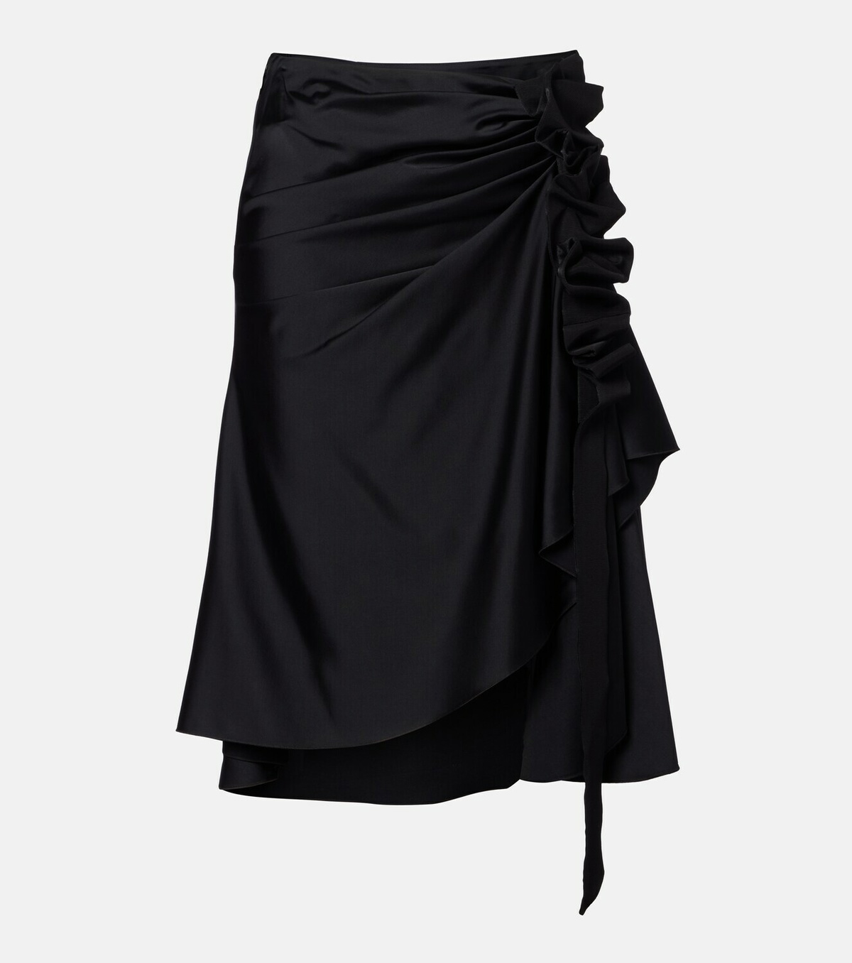 McQueen Gathered asymmetric midi skirt