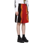 Palm Angels Black and Red Chenille Tie-Dye Shorts