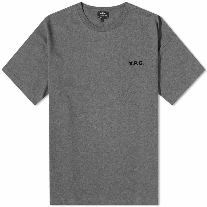 Photo: A.P.C. Men's Joachim Small VPC Logo T-Shirt in Heathered Light Grey