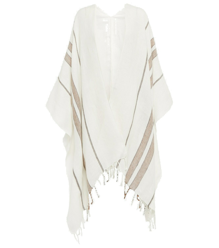 Photo: Brunello Cucinelli - Linen-blend striped lamé cape