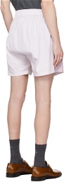 Maison Margiela White & Burgundy Striped Shorts