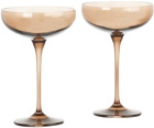 Estelle Colored Glass Two-Pack Brown Champagne Coupe Glasses, 8.25 oz