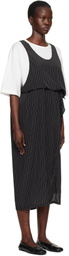 Y's Black & White N-Set In Half Sleeve Midi Dress