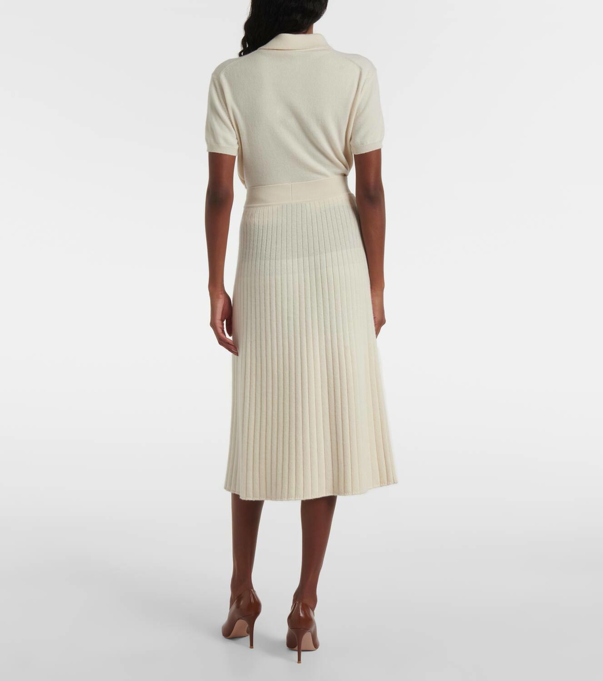 Loro Piana Ribbed-knit cashmere midi skirt