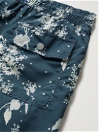 Atalaye - Ganika Mid-Length Floral-Print Recycled Swim Shorts - Blue