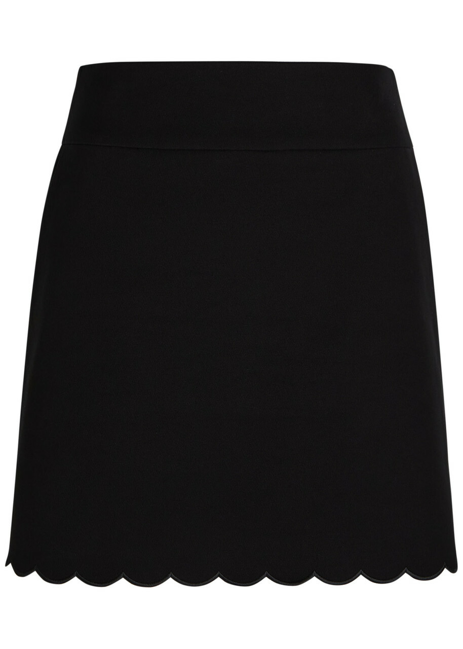Chloe Scalloped Stretch-cotton Mini Skirt Black