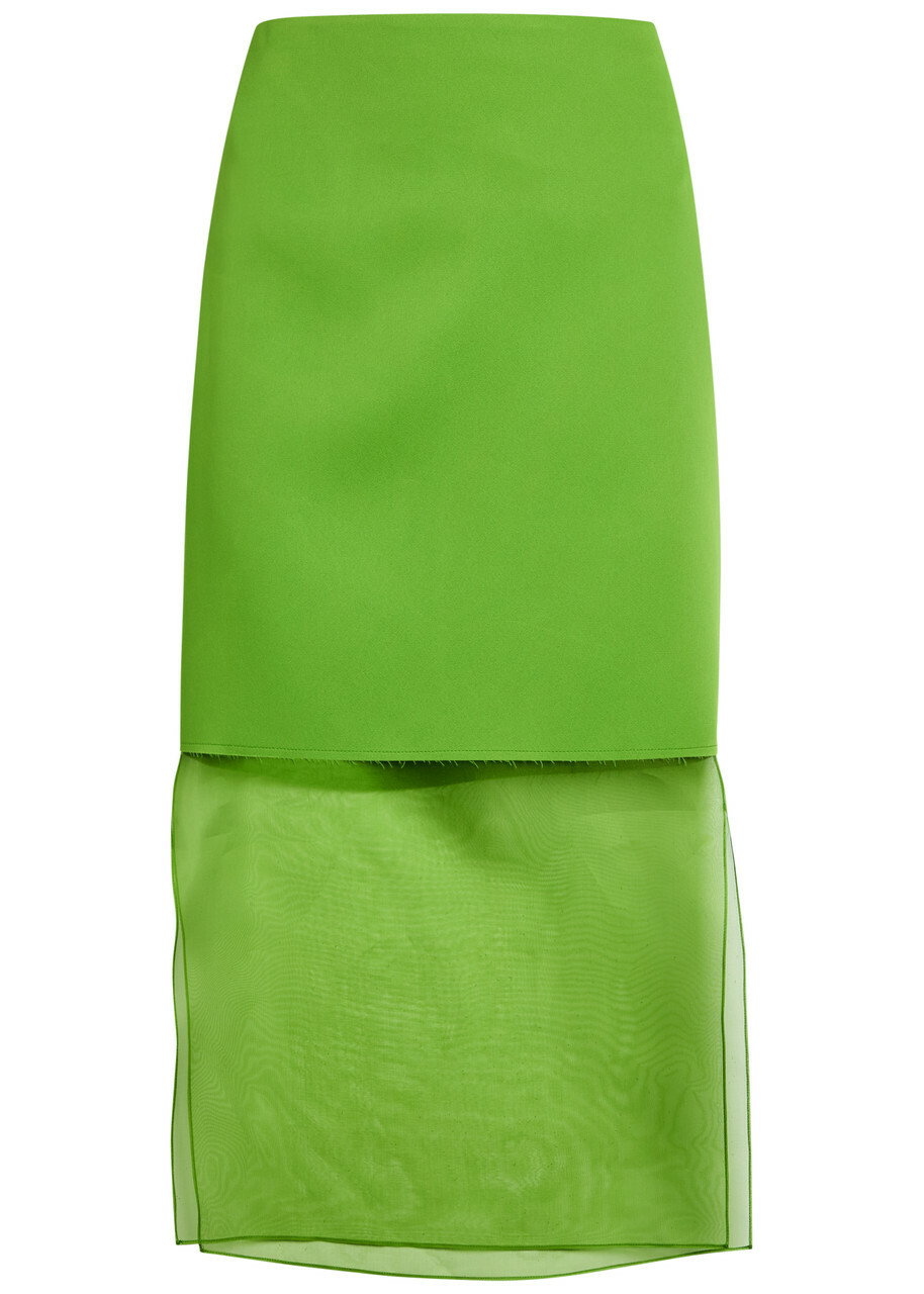 Khaite Sybil Layered Effect Satin Skirt Green