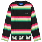 Awake NY Long Sleeve Striped Llama T-Shirt in Black Multi