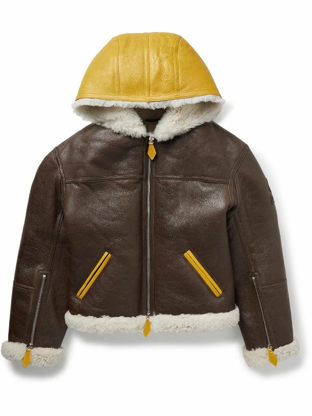 Photo: KENZO - Shearling-Trimmed Leather Flight Jacket - Brown