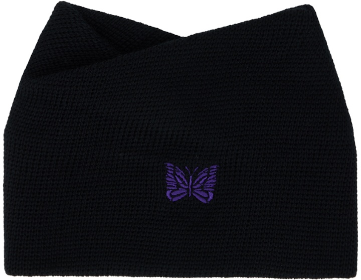 Photo: NEEDLES Black Embroidered Neck Warmer