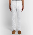 Altea - Navy Dumbo Slim-Fit Linen-Blend Twill Trousers - White