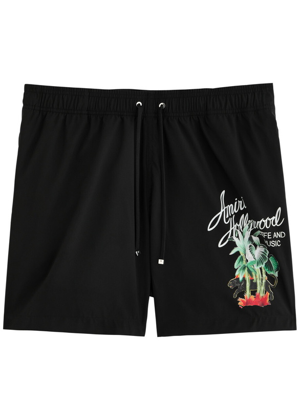 Photo: Amiri Logo Printed Shell Swim Shorts Black