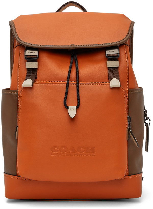 Photo: Coach 1941 Orange & Brown League Flap Backpack