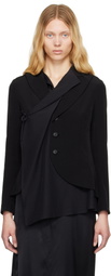 YOHJI YAMAMOTO Black Crepe De Chine 2 Layered Wrap Blazer