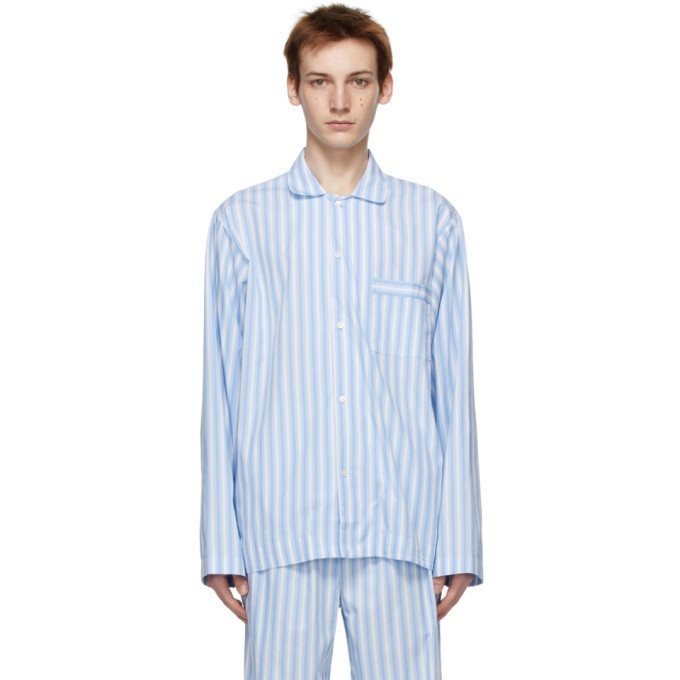 Photo: Tekla Blue and White Striped Pyjama Shirt